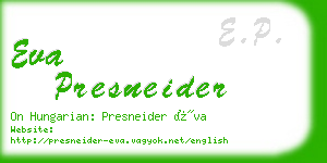 eva presneider business card